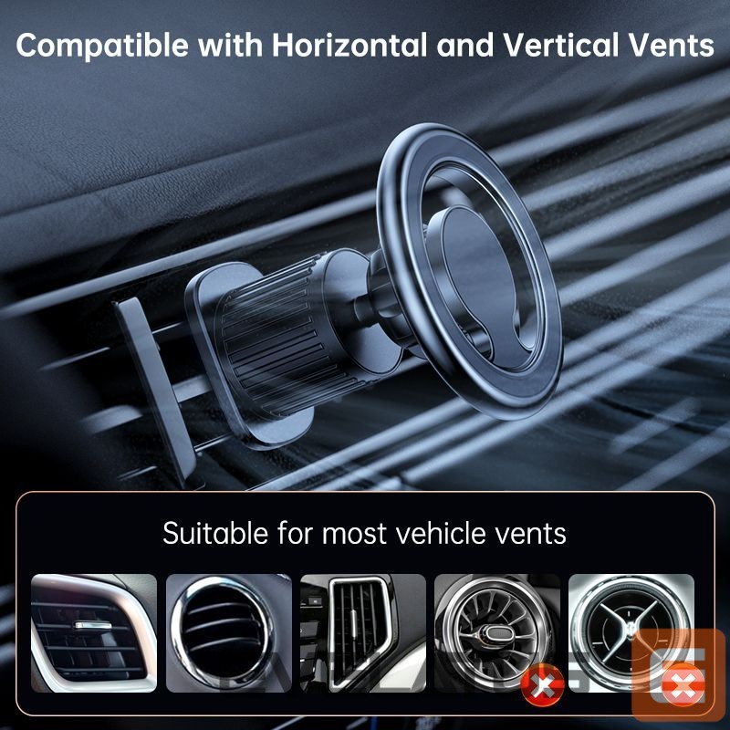 Auto holder iLike C61 Metal Car Air Vent Screw Fix Universal Magnetic magsafe Ring size Smartphone adjustable holder Black
