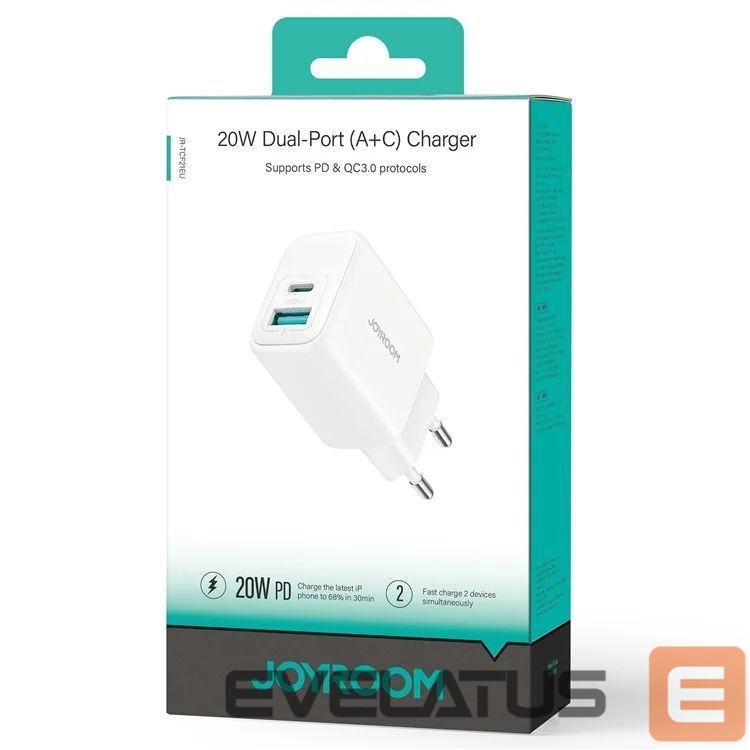 Adapter Joyroom 20W Dual-Port (USB A+ USB C) Charger (EU) White