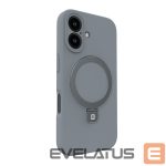 Back panel cover Evelatus Apple iPhone 16 Premium Magsafe with Stand Soft Touch Silicone Case Silver