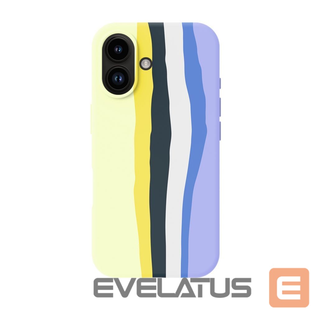 Back panel cover Evelatus Apple iPhone 16 Multi-Colored Silicone Case With MagSafe Crimson White