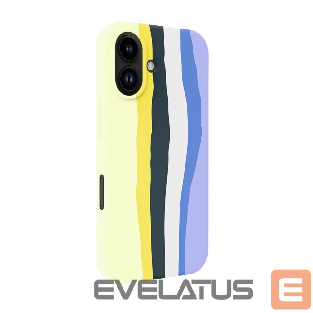 Back panel cover Evelatus Apple iPhone 16 Multi-Colored Silicone Case With MagSafe Crimson White
