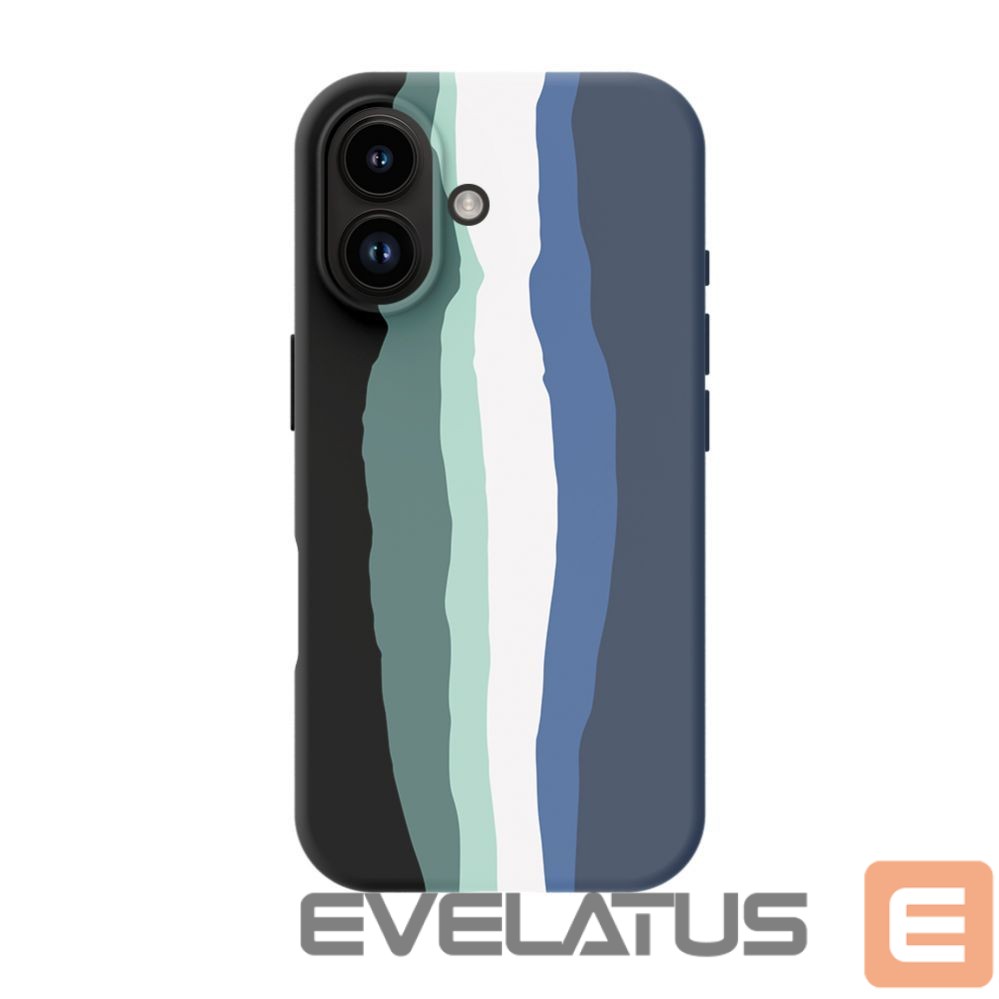 Back panel cover Evelatus Apple iPhone 16 Multi-Colored Silicone Case With MagSafe Aura Blue