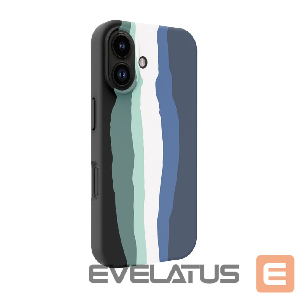 Back panel cover Evelatus Apple iPhone 16 Multi-Colored Silicone Case With MagSafe Aura Blue