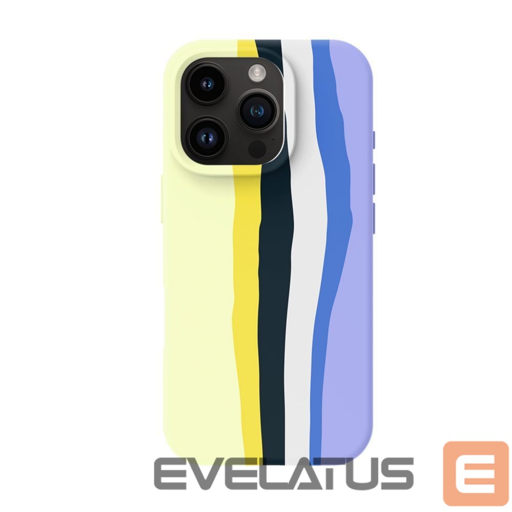Back panel cover Evelatus Apple iPhone 16 Pro Multi-Colored Silicone Case With MagSafe Ceramic White