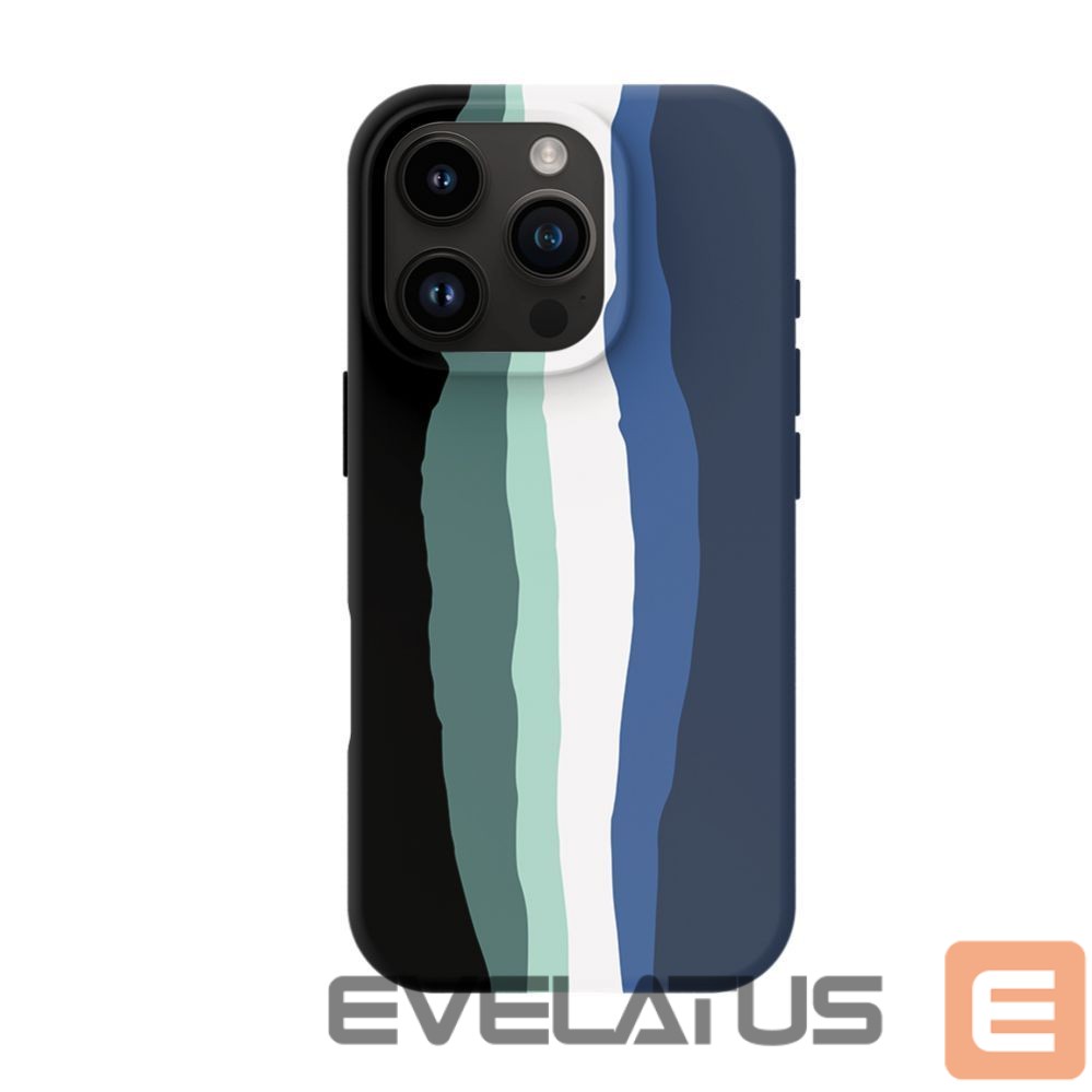 Back panel cover Evelatus Apple iPhone 16 Pro Max Multi-Colored Silicone Case With MagSafe Aura Blue