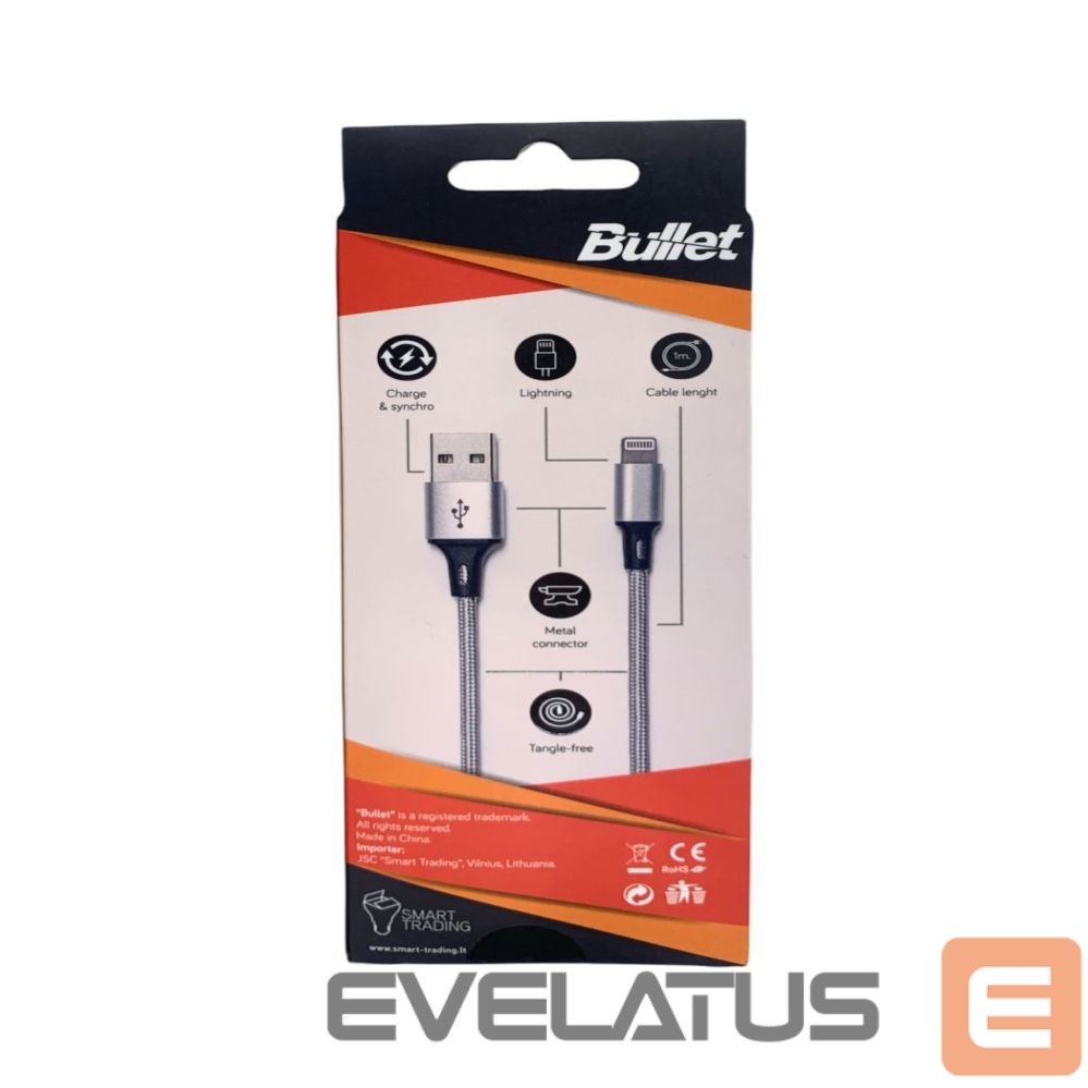 Cable - BULLET Eight pin - USB 1m, 2.4A White