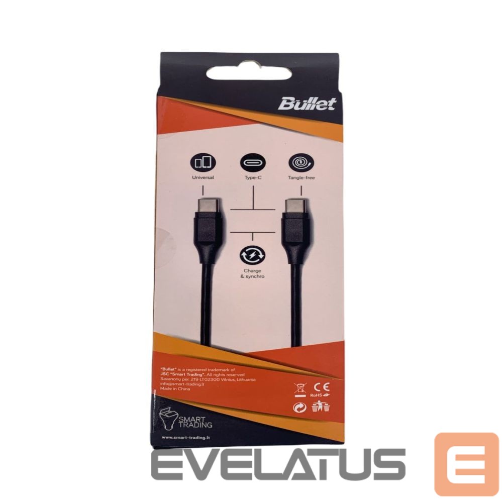 Cable - BULLET Type C - Type C 1m, 2.4A Black