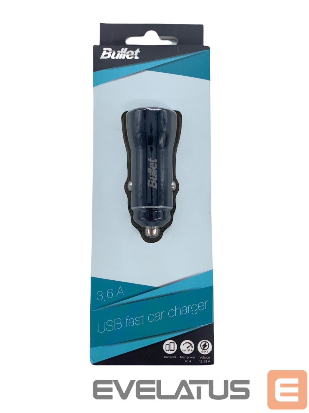 Adapter - BULLET USB Car Charger Q3.0 + Type C 2.4A Black