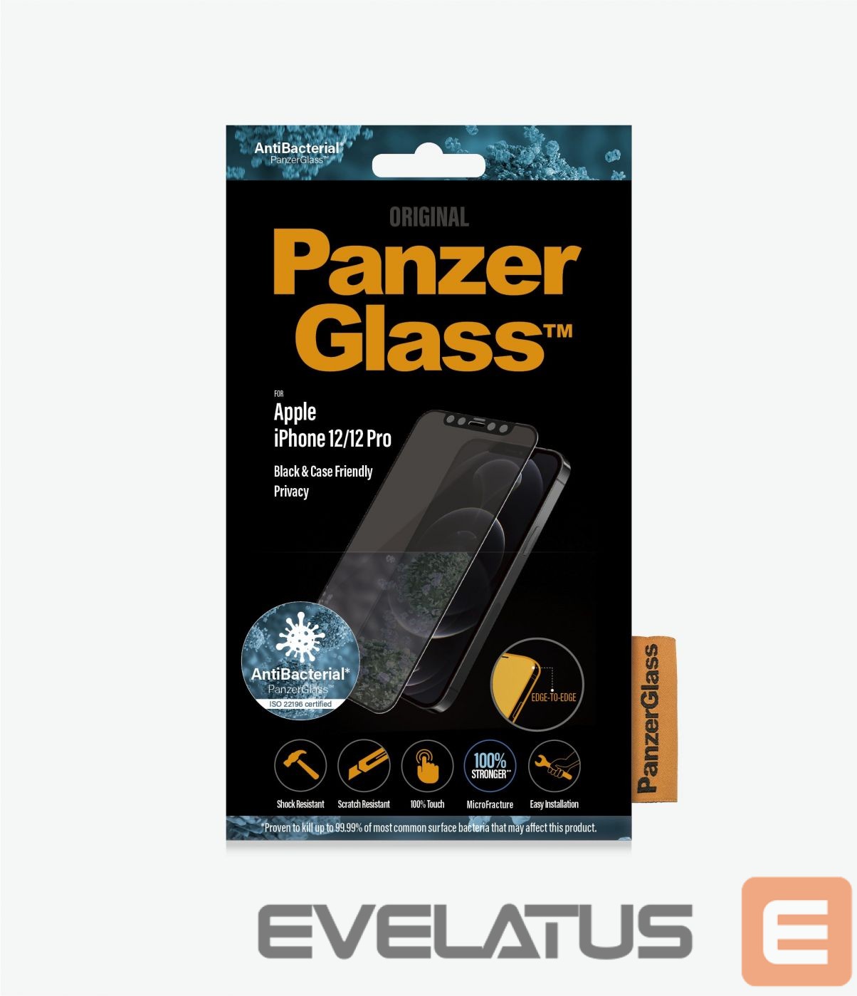 Back panel cover PanzerGlass For iPhone 12/12 Pro, Glass, Black, Privacy glass, 6.1 "