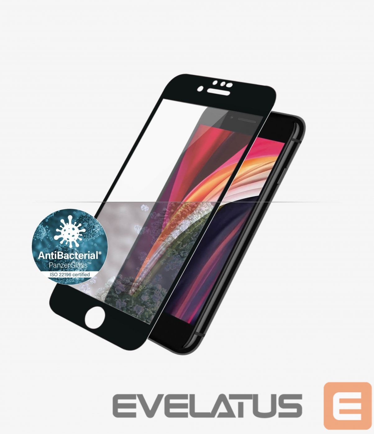 Back panel cover PanzerGlass Apple, iPhone 6/6s/7/8/SE 2020, Hybrid glass, Black, Screen Protector