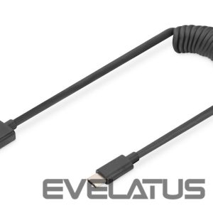 Cable Digitus  USB 2.0 Type A to USB C Spiral Cable AK-300430-006-S Black, 1 m 