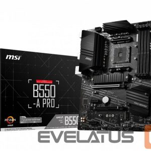 Motherboard for Intel processors MSI  B550-A PRO Processor family AMD, Processor socket AM4, DDR4 DIMM, Memory slots 4, Supported hard disk drive interfaces 	SATA, M.2, Number of SATA connectors 6, Chipset AMD B550, ATX 