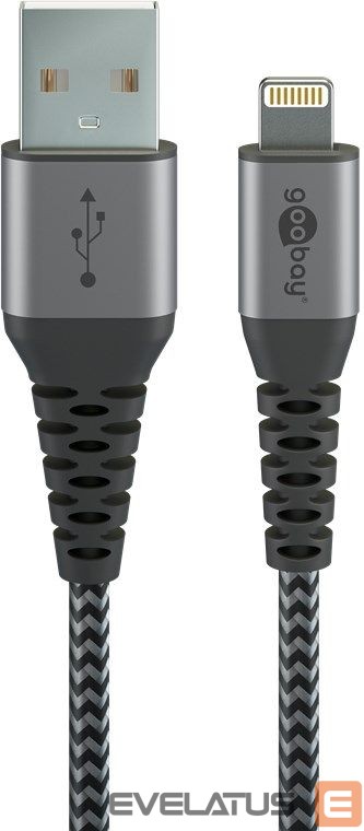 Cable Goobay Lightning to USB-A Textile Cable with Metal Plugs