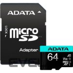 Memory cards ADATA  Premier Pro UHS-I U3 V30S 64 GB MicroSDXC Flash memory class 10 Adapter 