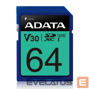 Other Computer Accessory ADATA  MEMORY SDXC 64GB V30/ASDX64GUI3V30S-R 