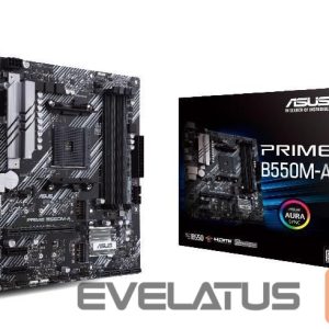 Motherboard for AMD processors Asus  Mainboard||AMD B550|SAM4|MicroATX|Memory DDR4|Memory slots 4|2xPCI-Express 3.0 1x|1xPCI-Express 4.0 16x|2xM.2|1x15pin D-sub|1xDVI-D|1xHDMI|6xUSB 3.2|1xPS/2|1xRJ45|3xAudio port|PRIMEB550M-A 