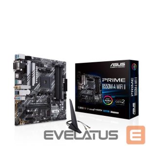 Motherboard for AMD processors Asus  Mainboard||AMD B550|SAM4|MicroATX|Memory DDR4|Memory slots 4|2xPCI-Express 3.0 1x|1xPCI-Express 4.0 16x|2xM.2|1x15pin D-sub|1xDVI-D|1xHDMI|2xAudio-In|1xAudio-Out|6xUSB 3.2|1xPS/2|1xRJ45|PRIMEB550M-AWIFIII 