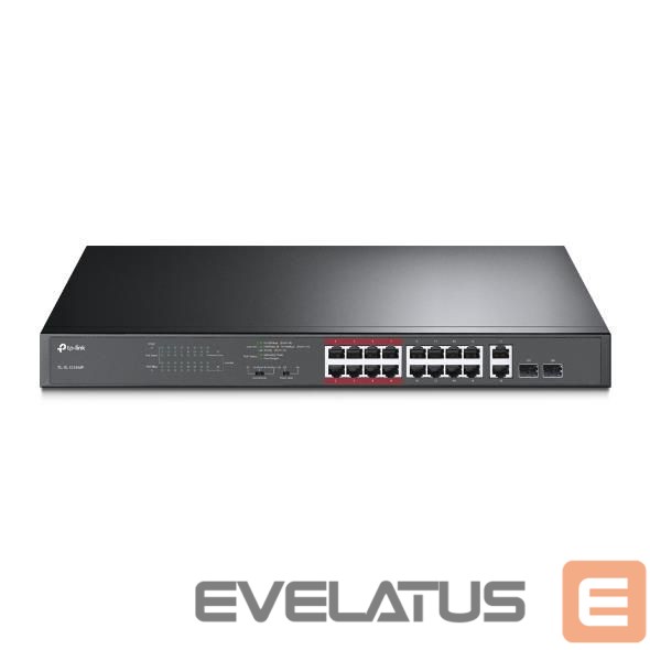 Commutator TP-Link Switch||Desktop/pedestal|16x10Base-T / 100Base-TX|2x10/100/1000BASE-T/SFP combo|PoE+ ports 16|192 Watts|TL-SL1218MP