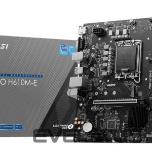 Motherboard for Intel processors MSI  Mainboard||Intel H610|LGA1700|Micro-ATX|Memory DDR5|Memory slots 2|1xPCI-Express 1x|1xPCI-Express 16x|1xM.2|1x15pin D-sub|1xHDMI|4xUSB 2.0|2xUSB 3.2|1xPS/2|1xRJ45|3xAudio port|PROH610M-E 