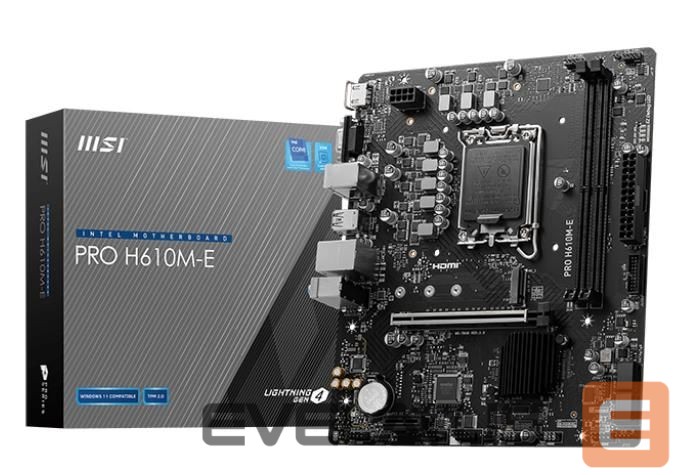 Motherboard for Intel processors MSI Mainboard||Intel H610|LGA1700|Micro-ATX|Memory DDR5|Memory slots 2|1xPCI-Express 1x|1xPCI-Express 16x|1xM.2|1x15pin D-sub|1xHDMI|4xUSB 2.0|2xUSB 3.2|1xPS/2|1xRJ45|3xAudio port|PROH610M-E