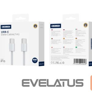 Cable Jellico  IP15 Woven Cotton iPhone 15 / 16 USB-C to USB-C Data & Fast PD 60W Charger Cable 1m White