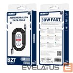 Cable Jellico  B27 Woven Cotton iPhone & iPad USB-C to Lightning Data & Fast PD 30W Charger Cable 1m Black