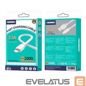 Cable Jellico  B15 Durable-Soft iPhone & iPad Lightning to USB Data & Fast 3.1A Charger Cable 1m White