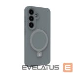 Back panel cover Evelatus Samsung Galaxy S25 Premium Magnetic with Stand Soft Touch Silicone Case Silver