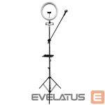 Ring Holder iLike  S12 LED Selfie 31cm Ring Light Lamp + Tripod Stand 2.1m + Shelf & 3x phone / Mic Holder Black