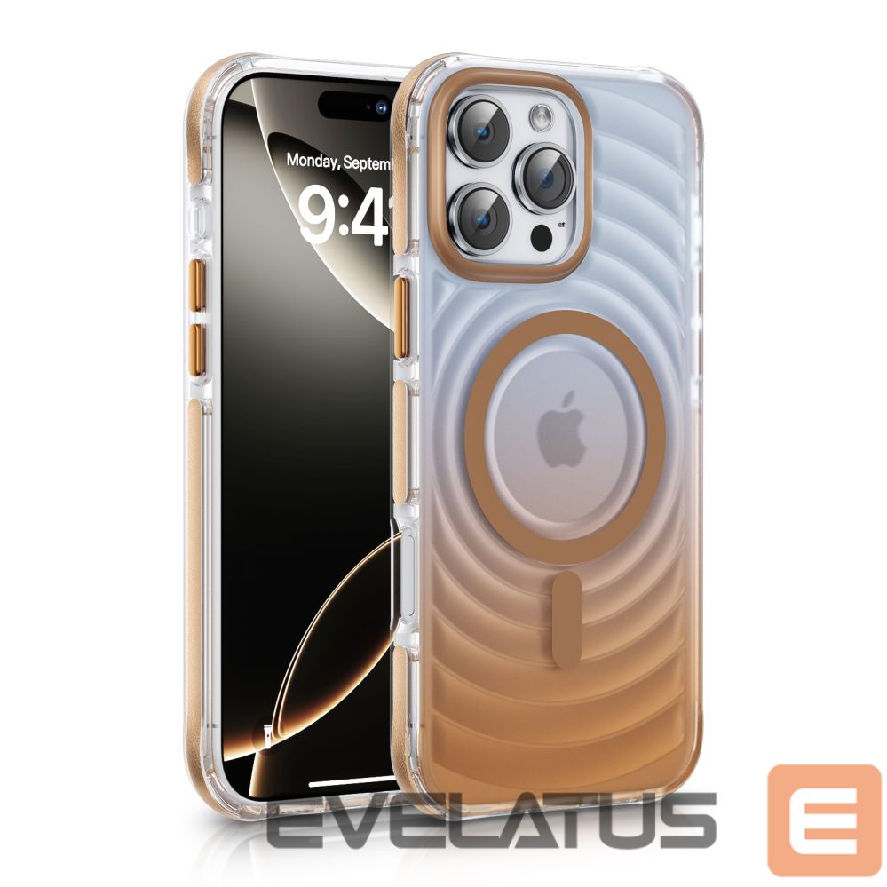 Back panel cover Evelatus Apple iPhone 15 EchoWave Clear MagSafe Gold