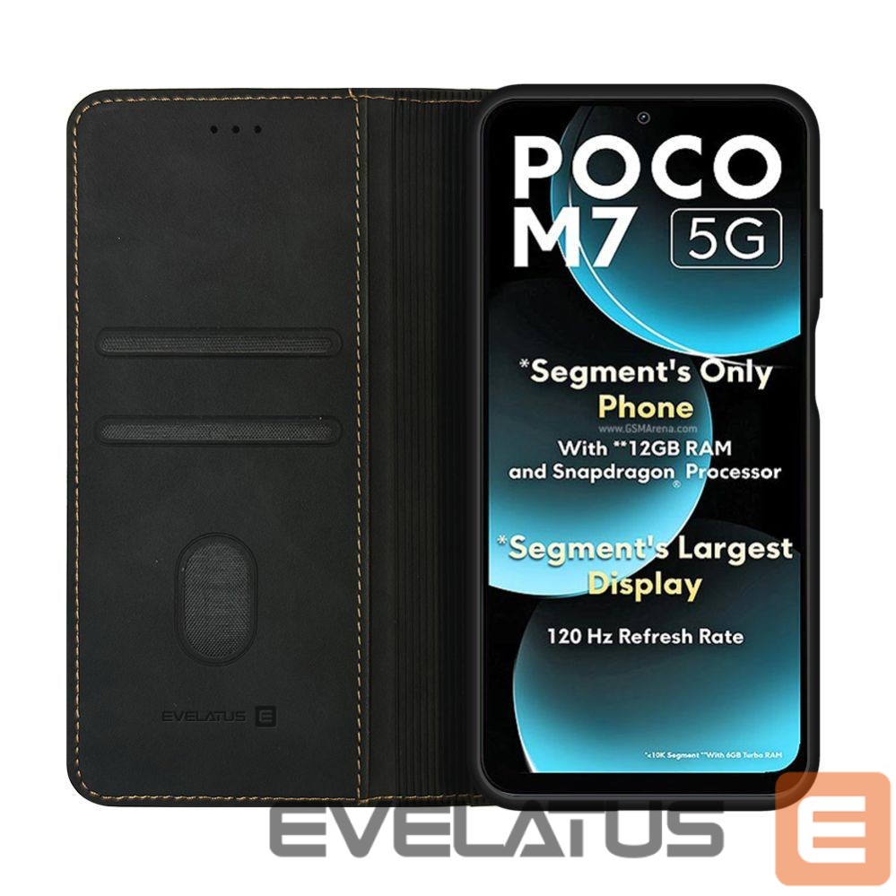 Book case Evelatus Xiaomi Poco M7 Book Case Folio Black