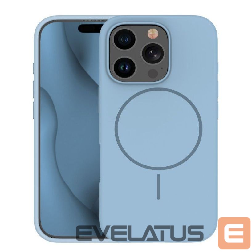 Back panel cover iLike Apple iPhone 16 Pro Max Soft Touch Silicone case With Magnetic Light Blue