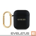 Headphone case Guess Apple AirPods 1/2 PU Grained Classic Logo Case Black