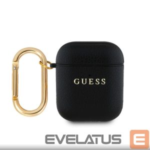 Headphone case Guess Apple AirPods 1/2 PU Grained Classic Logo Case Black