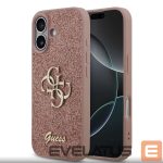 Back panel cover Guess Apple iPhone 17 PU Fixed Glitter 4G Metal Logo Case Pink