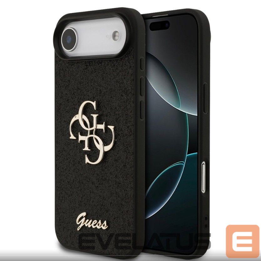 Back panel cover Guess Apple iPhone Air PU Fixed Glitter 4G Metal Logo Case Black