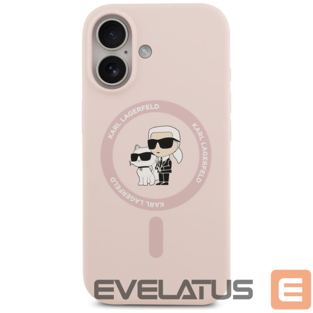 Back panel cover Karl Lagerfeld Apple iPhone 17 Liquid Silicone Karl and Choupette MagSafe Case Pink