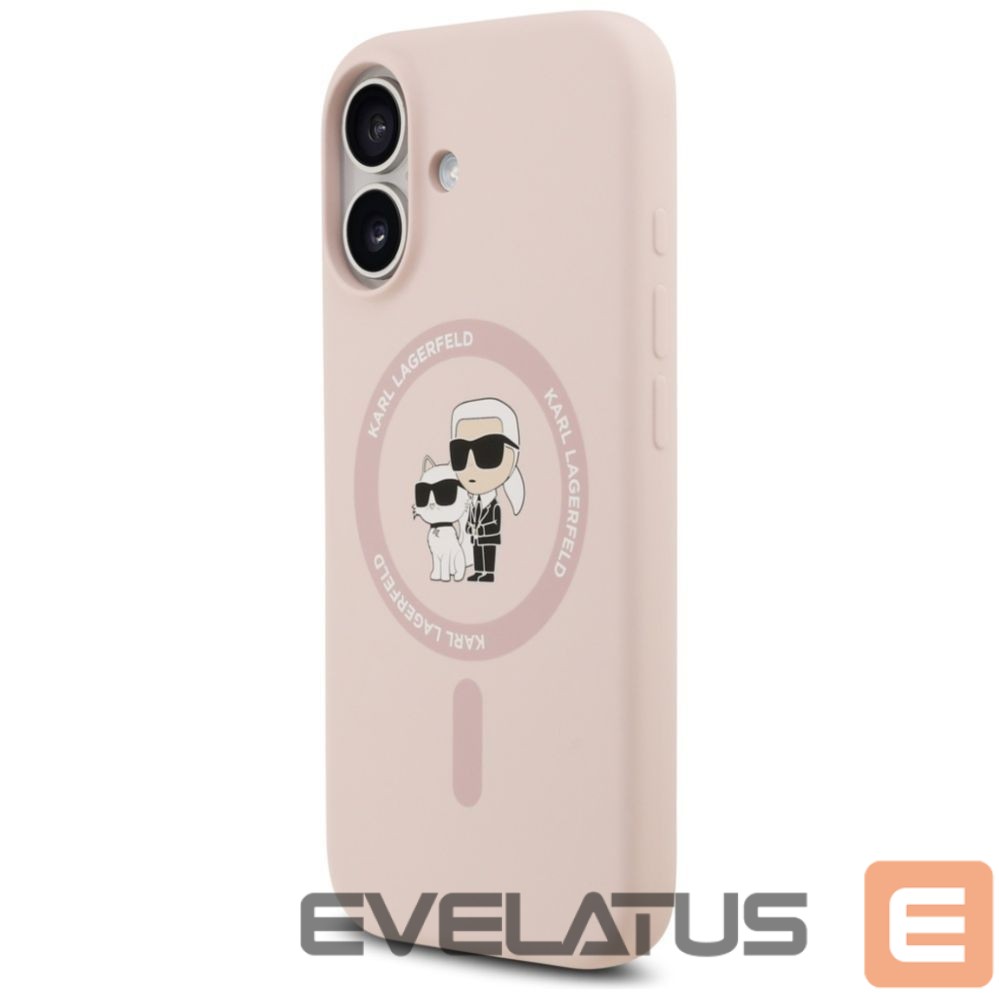 Back panel cover Karl Lagerfeld Apple iPhone 17 Liquid Silicone Karl and Choupette MagSafe Case Pink