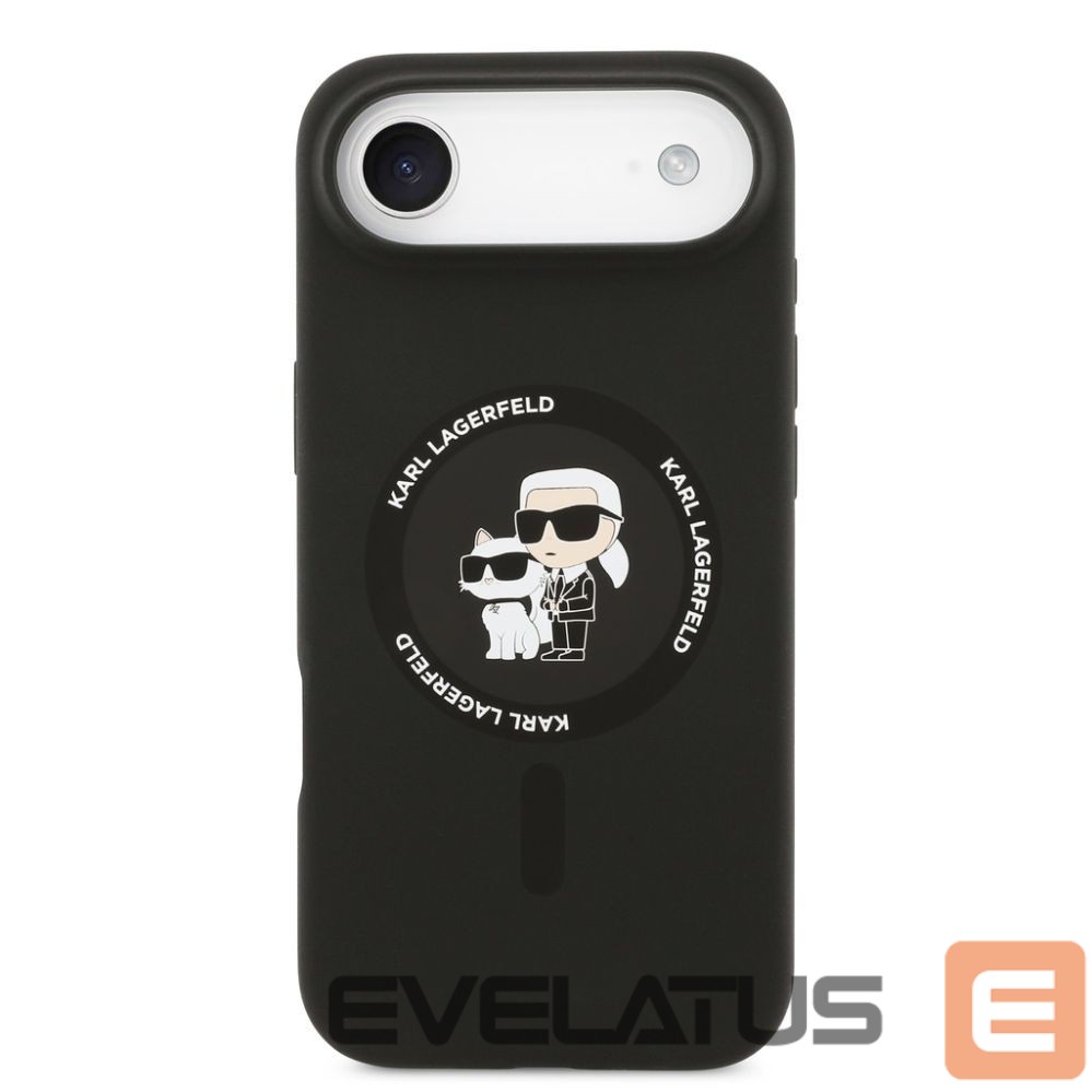 Back panel cover Karl Lagerfeld Apple iPhone Air Liquid Silicone Karl and Choupette MagSafe Case Black