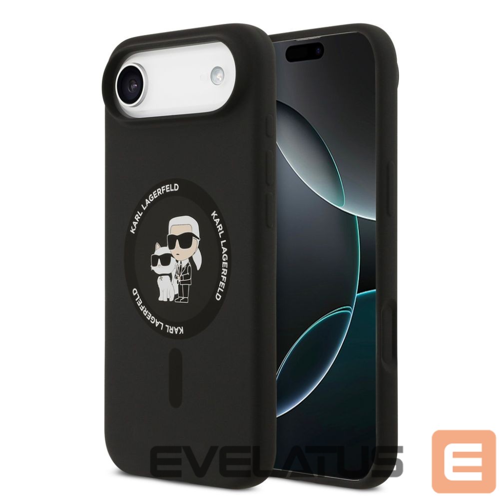 Back panel cover Karl Lagerfeld Apple iPhone Air Liquid Silicone Karl and Choupette MagSafe Case Black