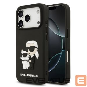 Back panel cover Karl Lagerfeld Apple iPhone 17 Pro Silicone 3D Rubber Karl and Choupette Case Black