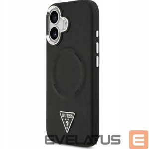 Back panel cover Guess Apple iPhone 17 PU Leather Triangle Logo MagSafe Case Black