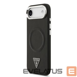 Back panel cover Guess Apple iPhone Air PU Leather Triangle Logo MagSafe Case Black