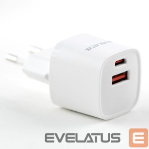 Adapter Evelatus  USB-A and USB-C 30W Max / EU charger White