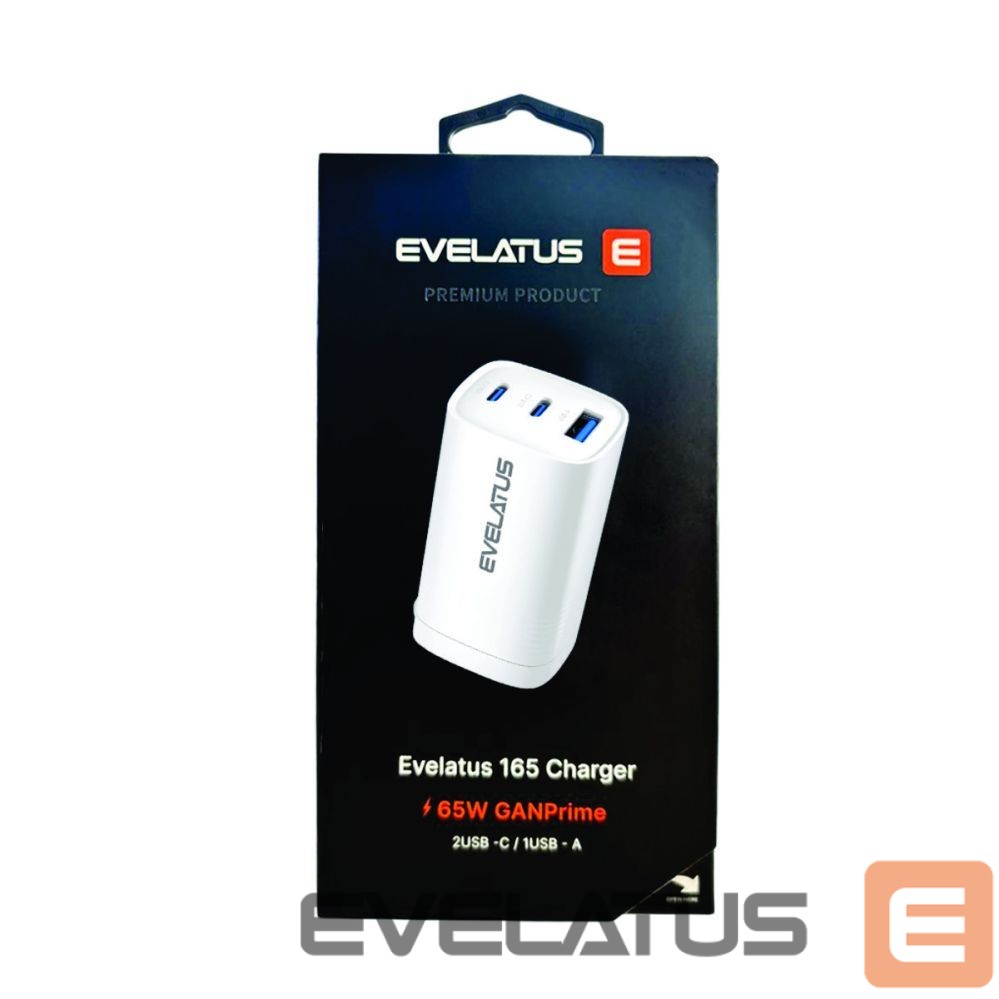 Adapter Evelatus 65W Max Fast Charger CN USB-C1/USB-C1/USB-A White
