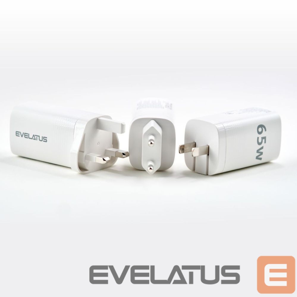 Adapter Evelatus 65W Max Fast Charger CN USB-C1/USB-C1/USB-A White