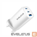 Adapter Evelatus  65W Max Fast Charger UK USB-C1/USB-C1/USB-A White