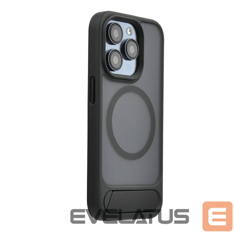 Back panel cover Evelatus Apple iPhone 13 / 14 Rubber Coated MagSafe With Stand Case Black