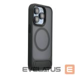 Back panel cover Evelatus Apple iPhone 15 Rubber Coated MagSafe With Stand Case Black