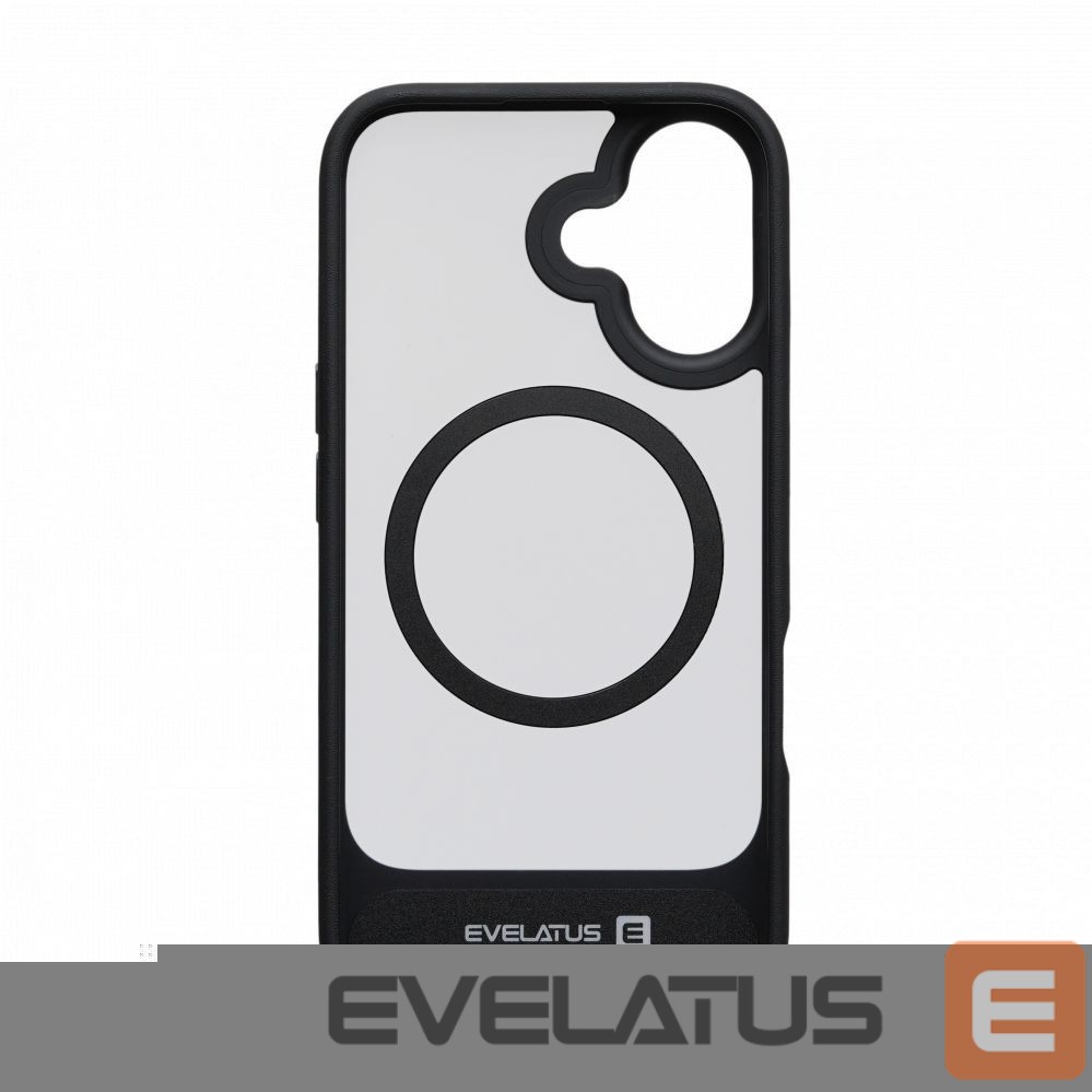 Back panel cover Evelatus Apple iPhone 16 Rubber Coated MagSafe With Stand Case Black